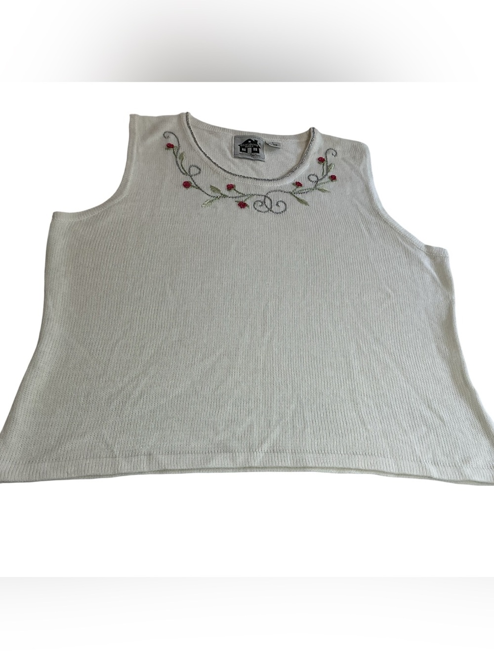 Storybook Knits Garden of Love 2pc Set Large Cream Embroidered Sweater & Tank - Picture 12 of 12